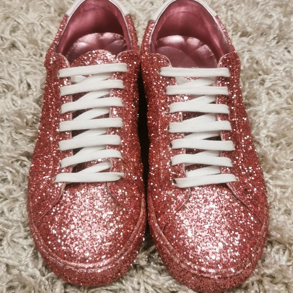 Saint Laurent Pink Glitter Andy Sneakers - Picture 2 of 6